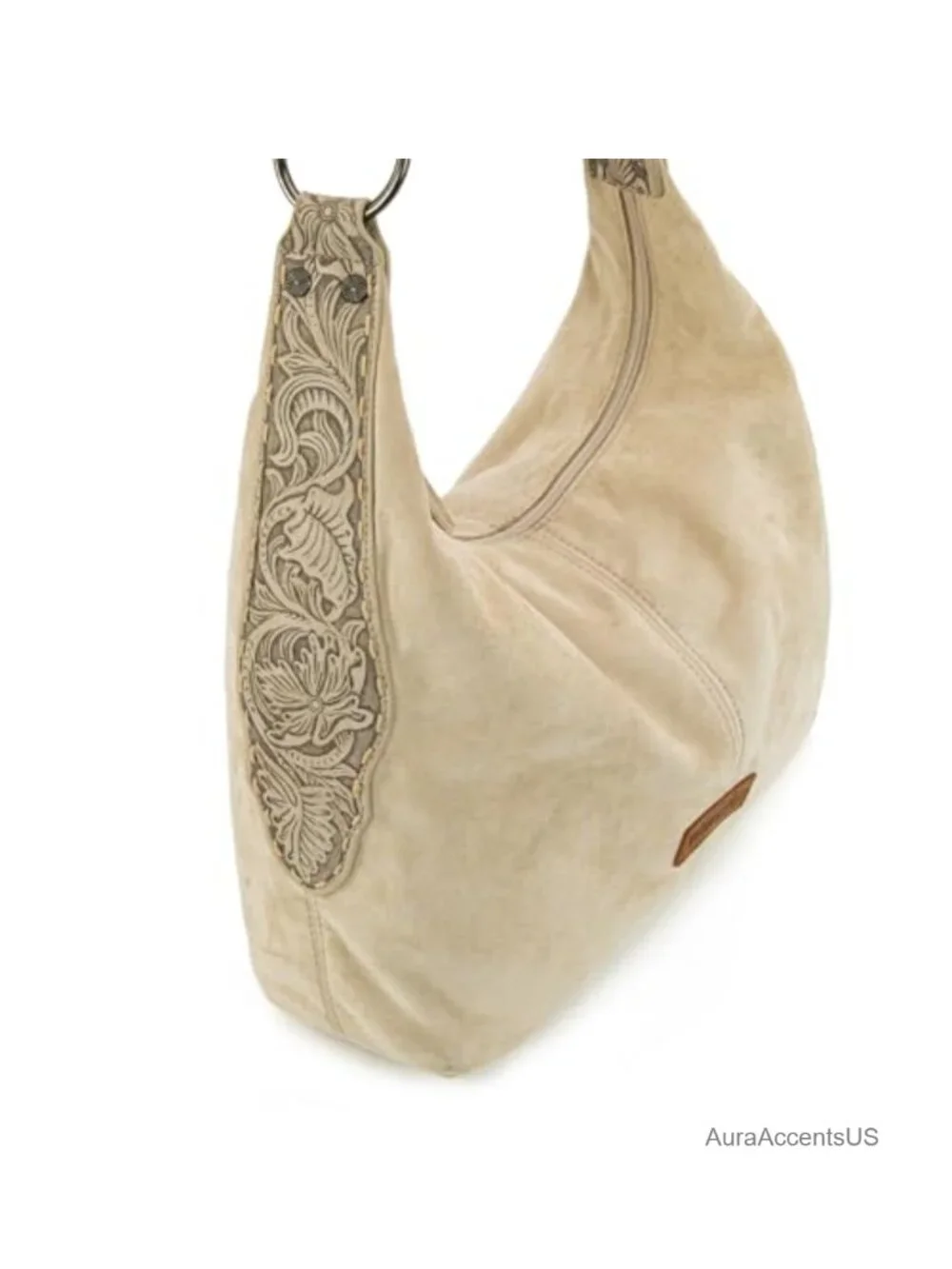 Wrangler Suede Hobo Purse for Women Embossed Soft Slouchy Shoulder Bag
